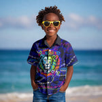 African Wildlife Born Wild Kid Hawaiian Shirt Colorful Graffiti Street Art - Tribal Safari Lion Elephant
