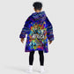 African Wildlife Born Wild Kid Wearable Blanket Hoodie Colorful Graffiti Street Art - Tribal Safari Lion Elephant