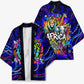 African Wildlife Born Wild Kimono Colorful Graffiti Street Art - Tribal Safari Lion Elephant
