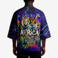 African Wildlife Born Wild Kimono Colorful Graffiti Street Art - Tribal Safari Lion Elephant
