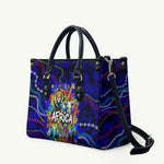African Wildlife Born Wild Leather Bag Colorful Graffiti Street Art - Tribal Safari Lion Elephant
