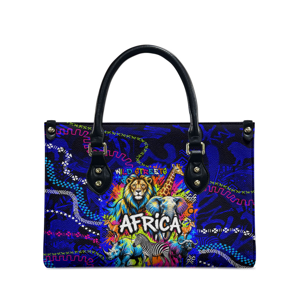 African Wildlife Born Wild Leather Bag Colorful Graffiti Street Art ...