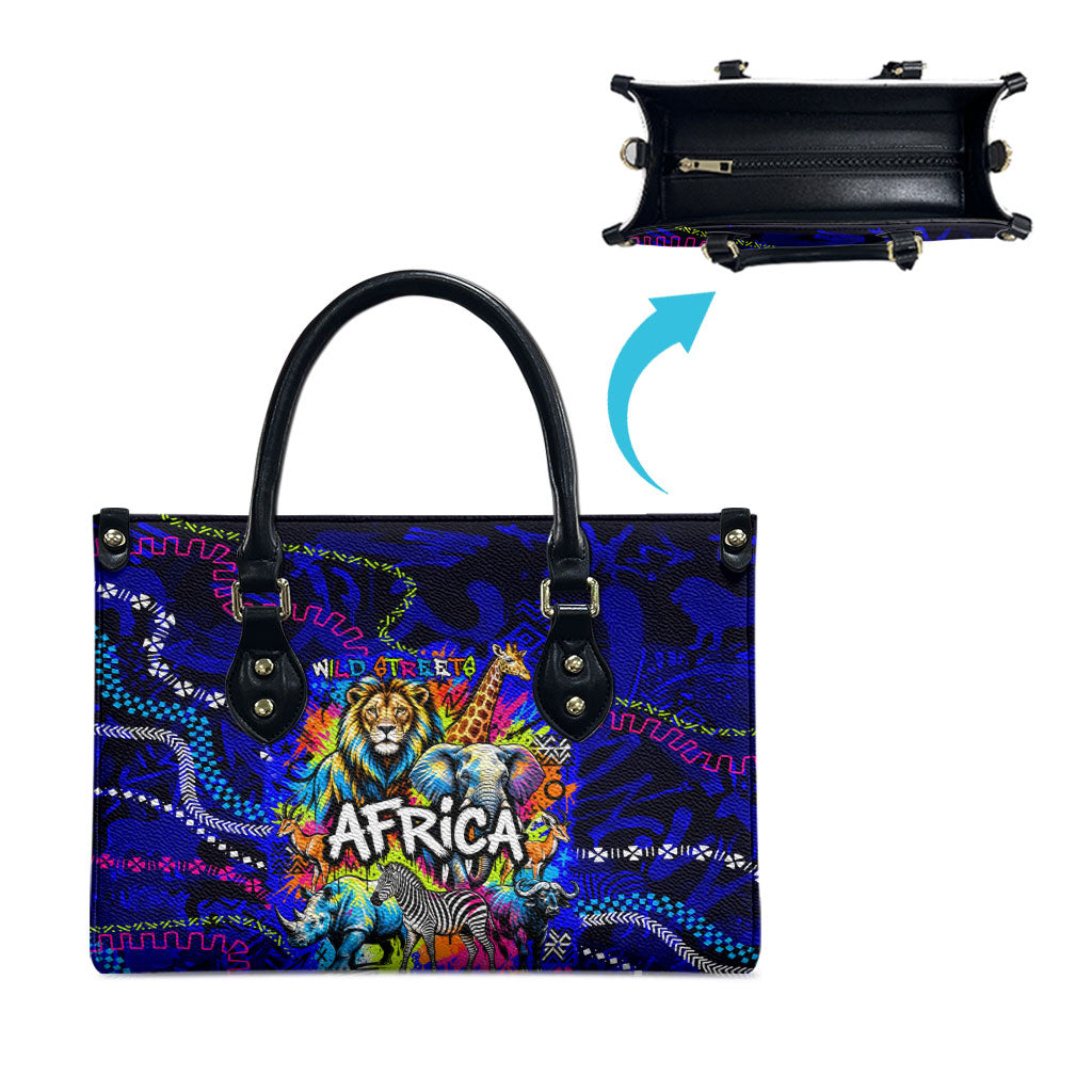 African Wildlife Born Wild Leather Bag Colorful Graffiti Street Art ...