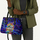 African Wildlife Born Wild Leather Bag Colorful Graffiti Street Art - Tribal Safari Lion Elephant