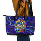 African Wildlife Born Wild Leather Tote Bag Colorful Graffiti Street Art - Tribal Safari Lion Elephant