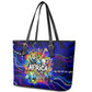 African Wildlife Born Wild Leather Tote Bag Colorful Graffiti Street Art - Tribal Safari Lion Elephant