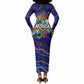 African Wildlife Born Wild Long Sleeve Bodycon Dress Colorful Graffiti Street Art - Tribal Safari Lion Elephant