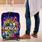 African Wildlife Born Wild Luggage Cover Colorful Graffiti Street Art - Tribal Safari Lion Elephant