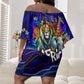 African Wildlife Born Wild Off Shoulder Short Dress Colorful Graffiti Street Art - Tribal Safari Lion Elephant