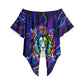 African Wildlife Born Wild Off Shoulder Wrap Waist Top Colorful Graffiti Street Art - Tribal Safari Lion Elephant
