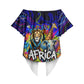 African Wildlife Born Wild Off Shoulder Wrap Waist Top Colorful Graffiti Street Art - Tribal Safari Lion Elephant