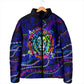 African Wildlife Born Wild Padded Jacket Colorful Graffiti Street Art - Tribal Safari Lion Elephant