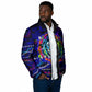 African Wildlife Born Wild Padded Jacket Colorful Graffiti Street Art - Tribal Safari Lion Elephant