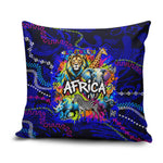 African Wildlife Born Wild Pillow Cover Colorful Graffiti Street Art - Tribal Safari Lion Elephant