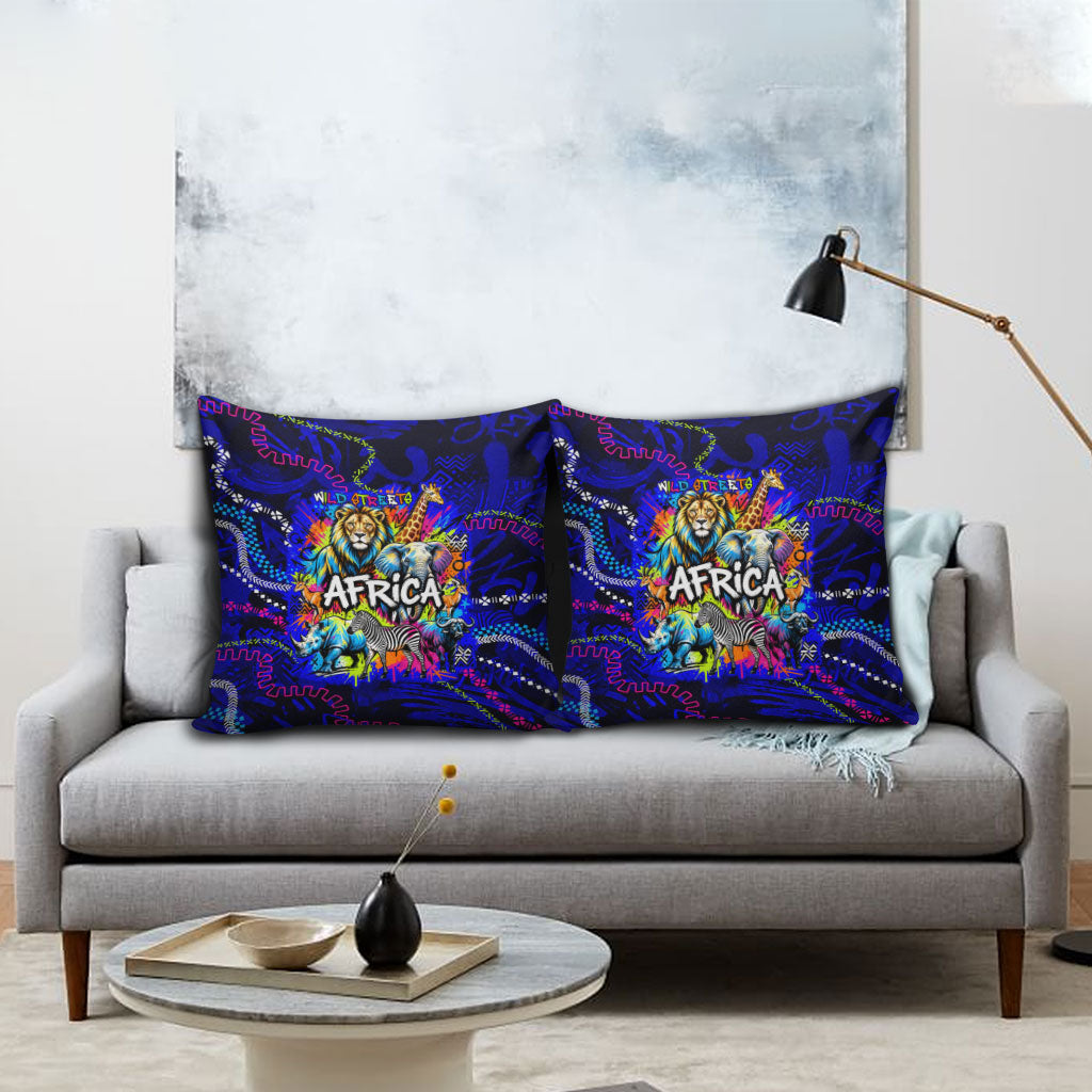 African Wildlife Born Wild Pillow Cover Colorful Graffiti Street Art ...