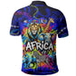 African Wildlife Born Wild Polo Shirt Colorful Graffiti Street Art - Tribal Safari Lion Elephant