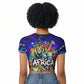 African Wildlife Born Wild Raglan Cropped T shirt Colorful Graffiti Street Art - Tribal Safari Lion Elephant