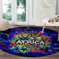 African Wildlife Born Wild Round Carpet Colorful Graffiti Street Art - Tribal Safari Lion Elephant