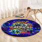 African Wildlife Born Wild Round Carpet Colorful Graffiti Street Art - Tribal Safari Lion Elephant