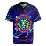 African Wildlife Born Wild Rugby Jersey Colorful Graffiti Street Art - Tribal Safari Lion Elephant