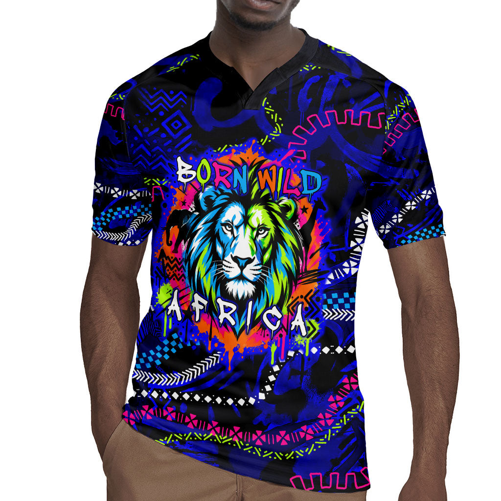African Wildlife Born Wild Rugby Jersey Colorful Graffiti Street Art ...