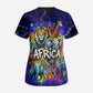 African Wildlife Born Wild Scrub Top Colorful Graffiti Street Art - Tribal Safari Lion Elephant