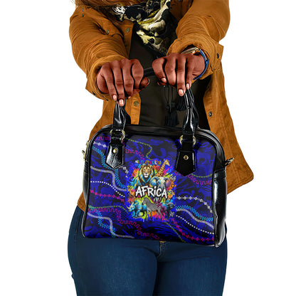 African Wildlife Born Wild Shoulder Handbag Colorful Graffiti Street Art - Tribal Safari Lion Elephant