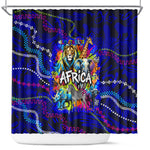 African Wildlife Born Wild Shower Curtain Colorful Graffiti Street Art - Tribal Safari Lion Elephant