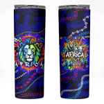 African Wildlife Born Wild Skinny Tumbler Colorful Graffiti Street Art - Tribal Safari Lion Elephant