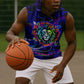 African Wildlife Born Wild Sleeveless Hoodie Colorful Graffiti Street Art - Tribal Safari Lion Elephant