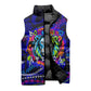 African Wildlife Born Wild Sleeveless Puffer Jacket Colorful Graffiti Street Art - Tribal Safari Lion Elephant