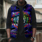 African Wildlife Born Wild Sleeveless Puffer Jacket Colorful Graffiti Street Art - Tribal Safari Lion Elephant