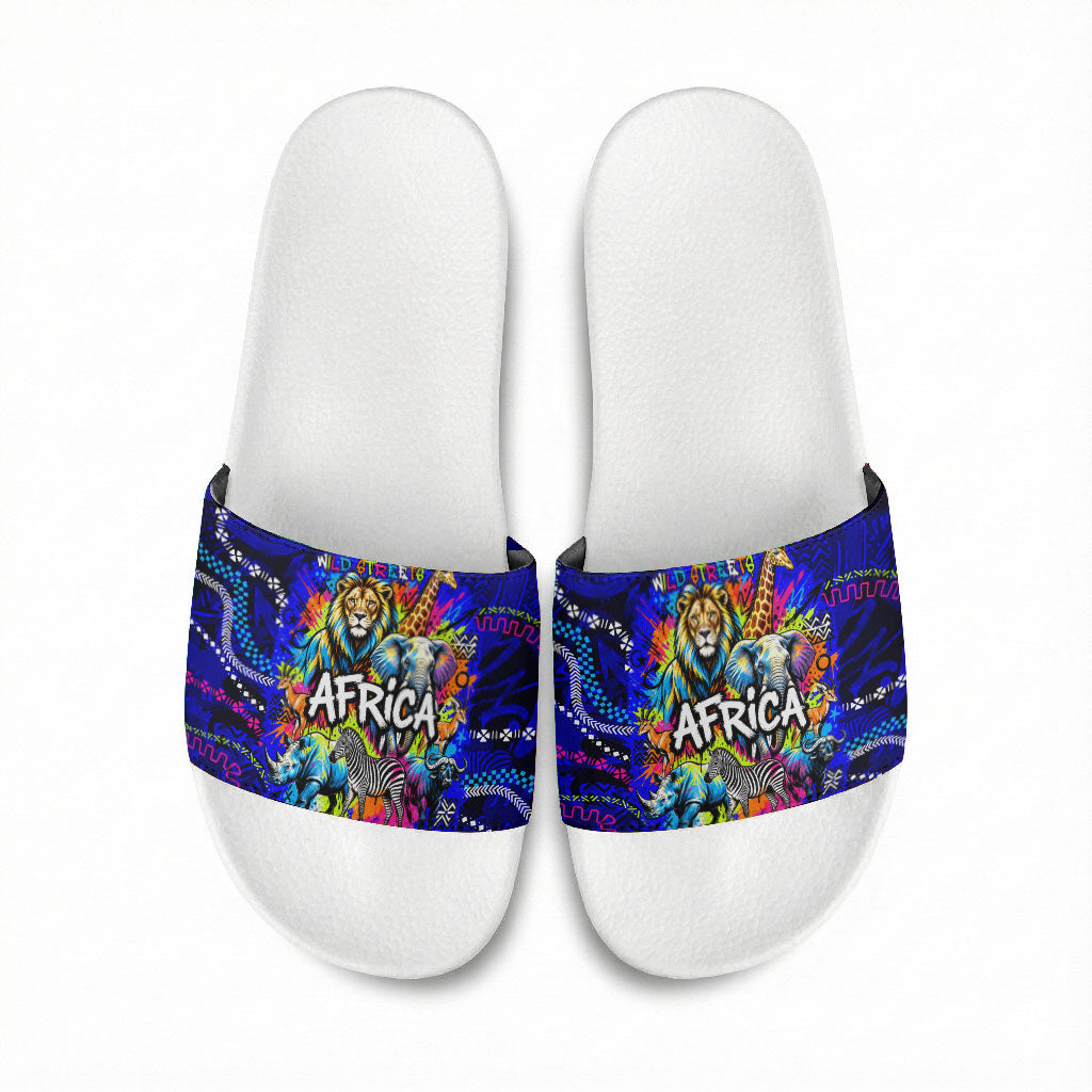 African Wildlife Born Wild Slide Sandals Colorful Graffiti Street Art ...