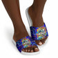 African Wildlife Born Wild Slide Sandals Colorful Graffiti Street Art - Tribal Safari Lion Elephant