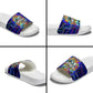 African Wildlife Born Wild Slide Sandals Colorful Graffiti Street Art - Tribal Safari Lion Elephant