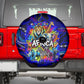 African Wildlife Born Wild Spare Tire Cover Colorful Graffiti Street Art - Tribal Safari Lion Elephant