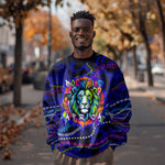 African Wildlife Born Wild Sweatshirt Colorful Graffiti Street Art - Tribal Safari Lion Elephant