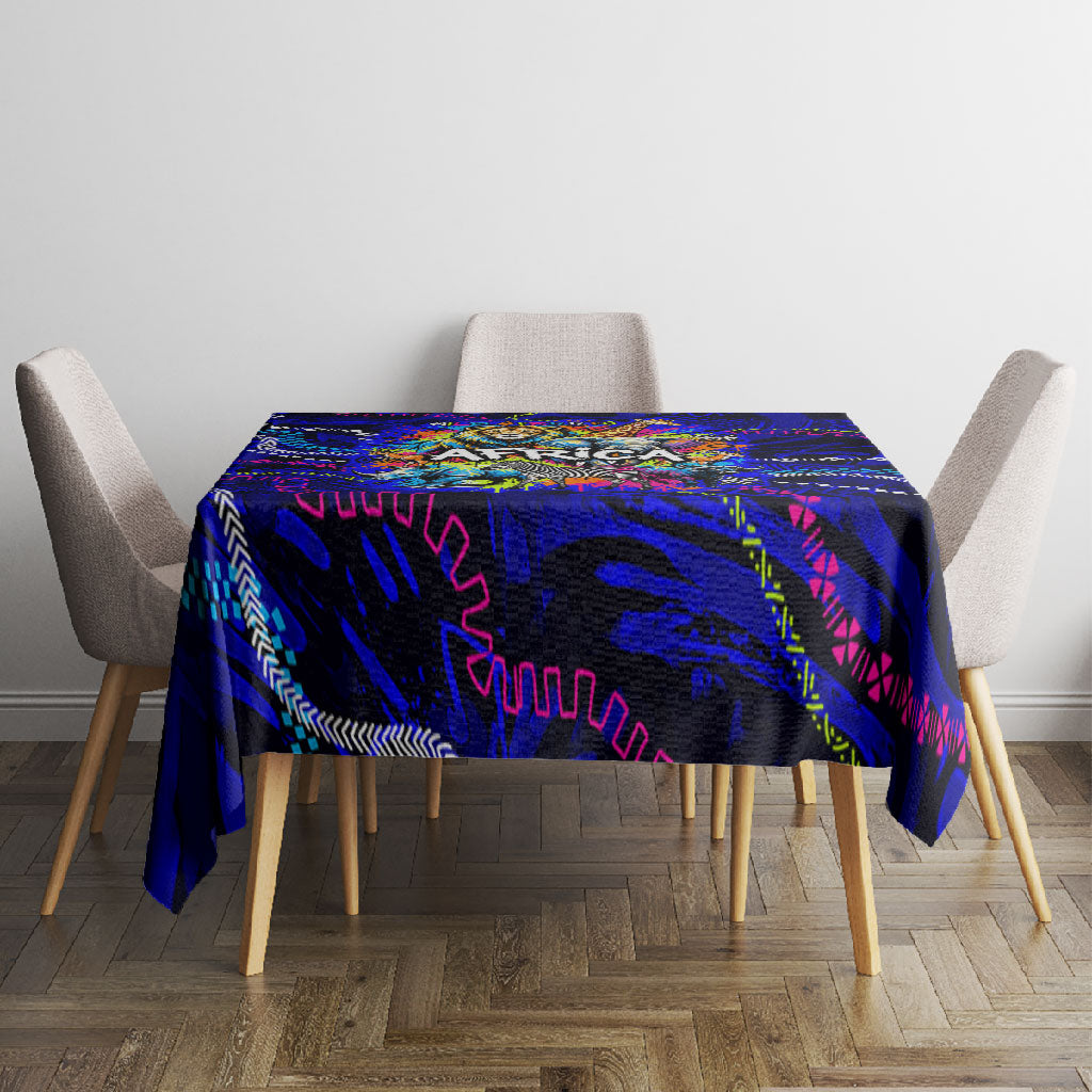 African Wildlife Born Wild Tablecloth Colorful Graffiti Street Art - Tribal Safari Lion Elephant