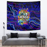 African Wildlife Born Wild Tapestry Colorful Graffiti Street Art - Tribal Safari Lion Elephant