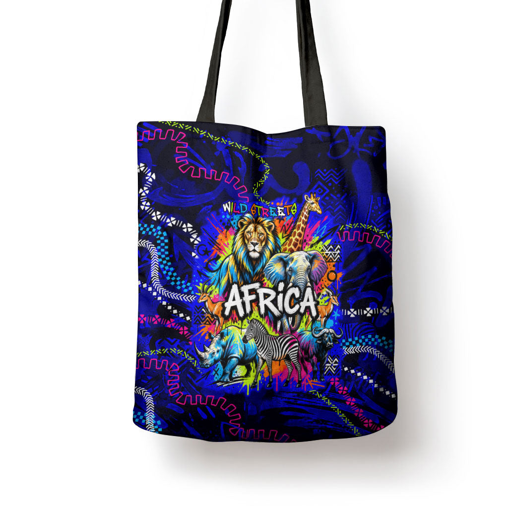 African Wildlife Born Wild Tote Bag Colorful Graffiti Street Art ...