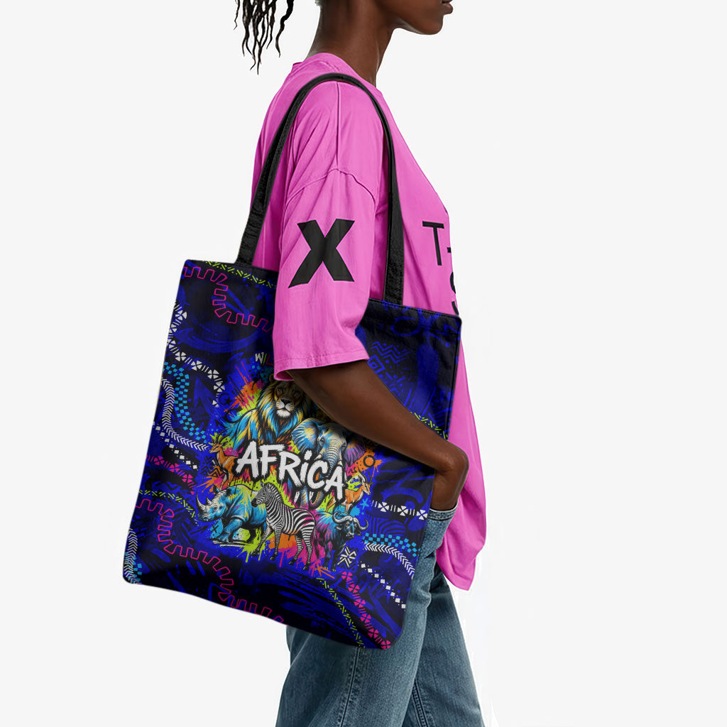African Wildlife Born Wild Tote Bag Colorful Graffiti Street Art ...