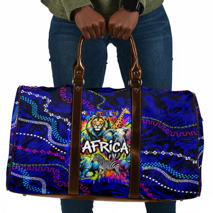 African Wildlife Born Wild Travel Bag Colorful Graffiti Street Art - Tribal Safari Lion Elephant