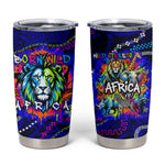 African Wildlife Born Wild Tumbler Cup Colorful Graffiti Street Art - Tribal Safari Lion Elephant