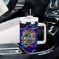African Wildlife Born Wild Tumbler With Handle Colorful Graffiti Street Art - Tribal Safari Lion Elephant