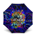 African Wildlife Born Wild Umbrella Colorful Graffiti Street Art - Tribal Safari Lion Elephant