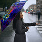 African Wildlife Born Wild Umbrella Colorful Graffiti Street Art - Tribal Safari Lion Elephant