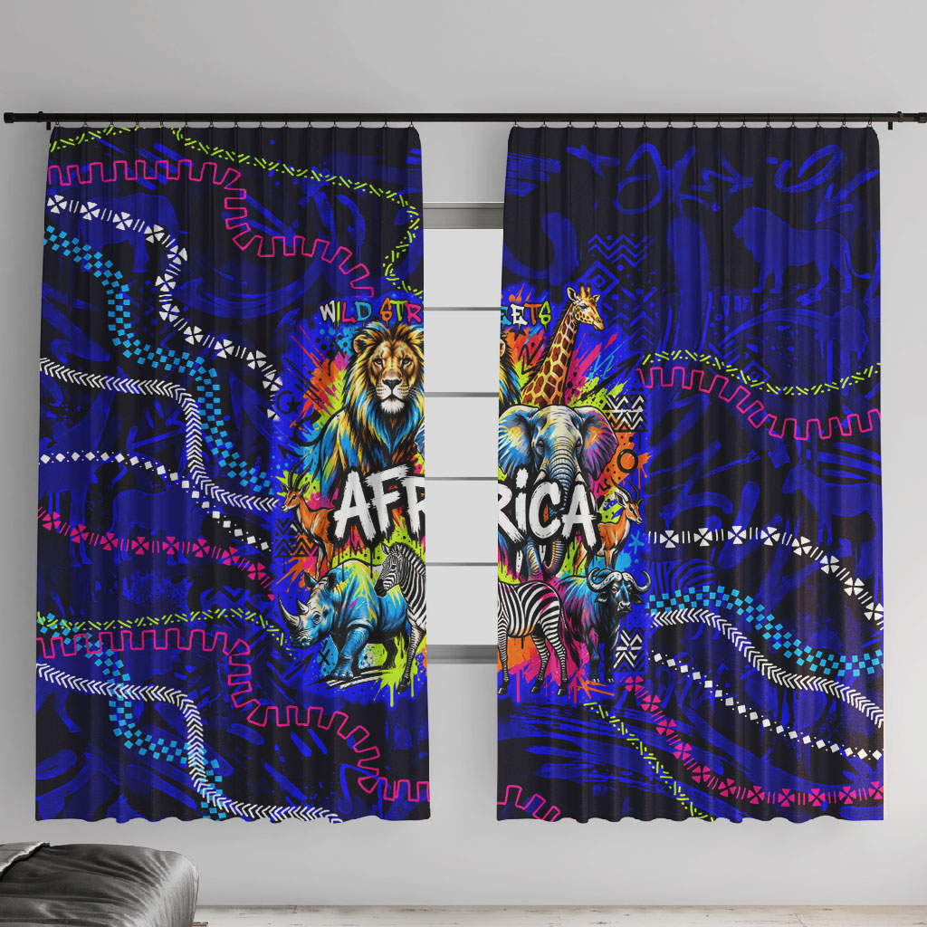 African Wildlife Born Wild Window Curtain Colorful Graffiti Street Art ...