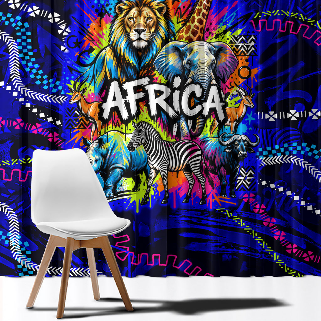 African Wildlife Born Wild Window Curtain Colorful Graffiti Street Art ...