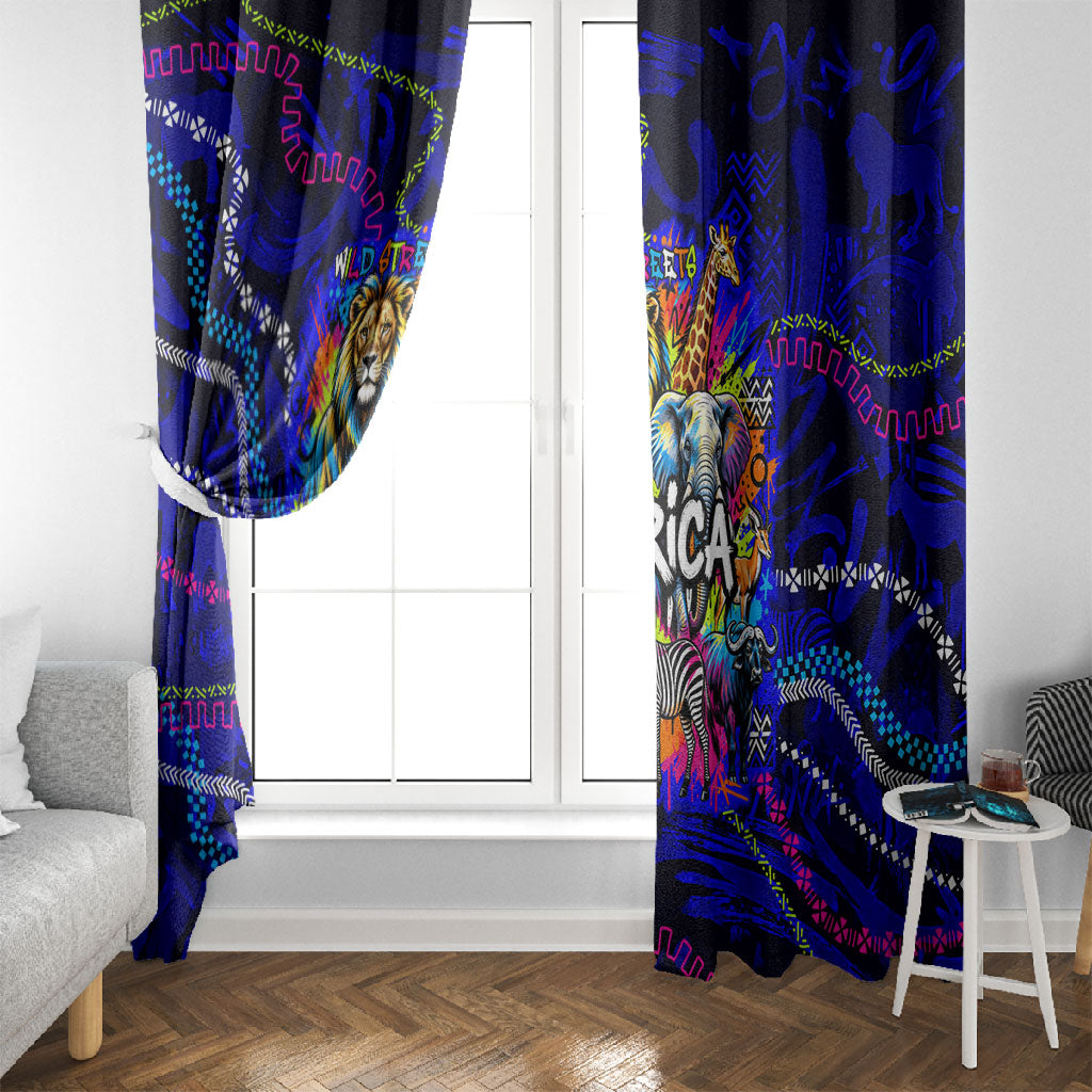 African Wildlife Born Wild Window Curtain Colorful Graffiti Street Art ...