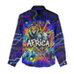 African Wildlife Born Wild Women Casual Shirt Colorful Graffiti Street Art - Tribal Safari Lion Elephant